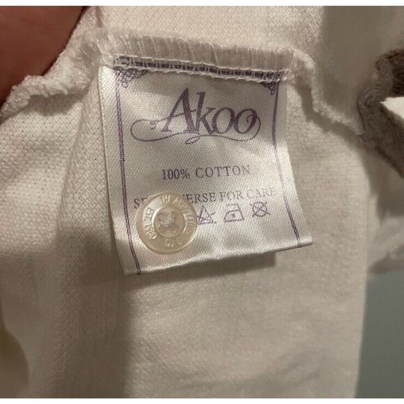 Akoo Polo Shirt Men's 2XL White Fox Logo Shirt Sleeve Epaulettes Y2K - Picture 10 of 12